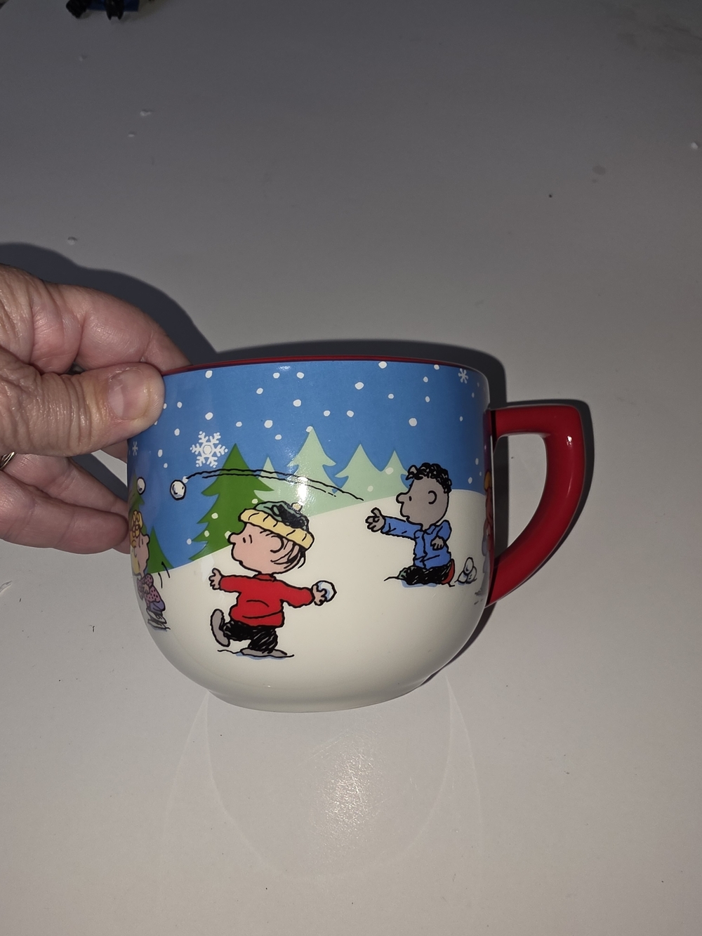 Hallmark Peanuts Snowball Fight Mug - Red Handle